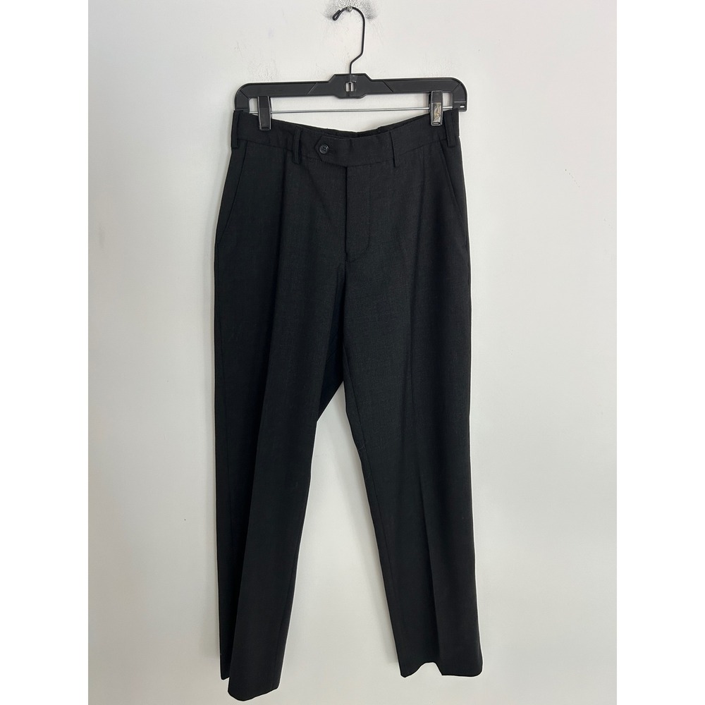 Create Charcoal Grey Wool Blend Flat Front Dress Pants Mens 31x31 B48